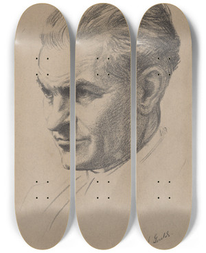 Triptych art skateboard deck of Albert Sterner Harold W Gould by Albert Sterner (1863-1946)