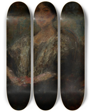 Triptych art skateboard deck of Olga Boznanska Portrait Of Julia Ginzberg by Olga Boznanska (1865-1940)