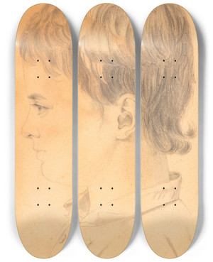 Triptych art skateboard deck of Johanne Vilhelmine Bissen Portrait Of Alfred Hage by Johanne Vilhelmine Bissen (18-)