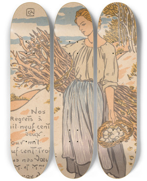 Triptych art skateboard deck of George Auriol Noel by George Auriol (1863-1938)
