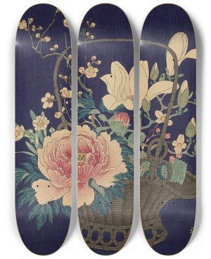 Triptych art skateboard deck of Ohara Koson Bamboo Flowerbasket by Ohara Koson (1877-1945) Triptych art skateboard deck of Ohara Koson Bamboo Flowerbasket by Ohara Koson (1877-1945)