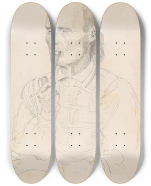 Triptych art skateboard deck of Adolph Tidemand Ole Sivertsen Solberg by Adolph Tidemand (1814-1876)