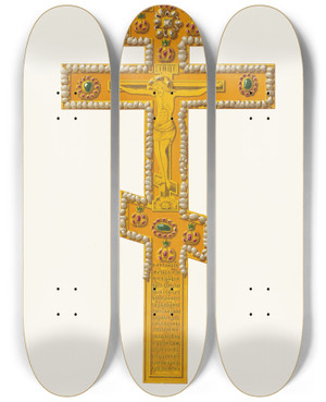 Triptych art skateboard deck of Fedor Grigoryevich Solntsev Naprestolnyi Krest Tsaria Feodora Alekseevicha Izobrazhenie 1 by Fedor Grigoryevich Solntsev (1801-1892)