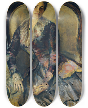 Triptych art skateboard deck of Viktor Tischler Die Gattin Des Knstlers by Viktor Tischler (1890-1951)