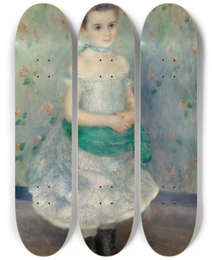 Triptych art skateboard deck of Pierreauguste Renoir Portrait Of Jeanne Durandruel Portrait De Mlle J by Pierre-Auguste Renoir (1841-1919)