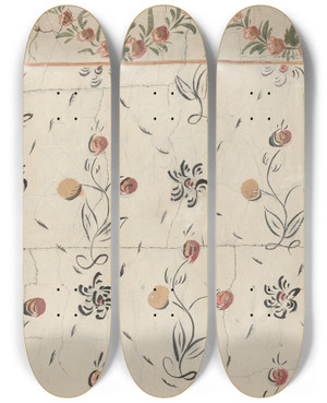 Triptych art skateboard deck of John Collins Hand Painted Wall Detail by John Collins