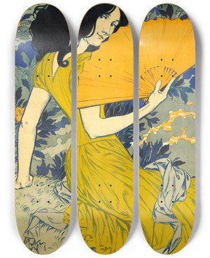 Triptych art skateboard deck of Eugne Grasset Lventail by Eugene Grasset (1841-1917)