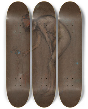 Triptych art skateboard deck of James Abbott Mcneill Whistler A Violet Note by James Abbott Mcneill Whistler (1834-1903)