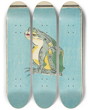 Triptych art skateboard deck of Jinta Hirayama Illustrated Catalogue Of Daylight Bomb Shells Ex 10 by Jinta Hirayama (19-)