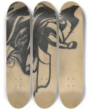 Triptych art skateboard deck of Jn Novk Study For The Cover Of J Jnok Ii by Jan Novak (1921-1944)