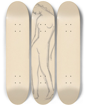 Triptych art skateboard deck of Mikul Galanda Sketchbook_102 by Mikulas Galanda (1895-1938)