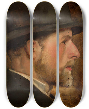 Triptych art skateboard deck of Wadysaw Czachrski Portrait Of Stanisaw Czachrski 18531904 Artists Brother_1 by Wladyslaw Czachorski (1850-1911)