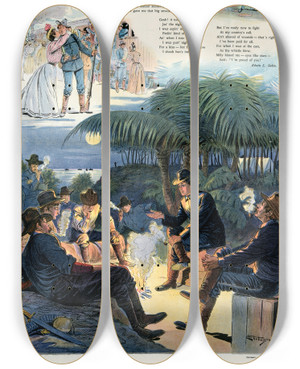 Triptych art skateboard deck of Samuel Ehrhart From The Ranks by Samuel Ehrhart (1862-1937)