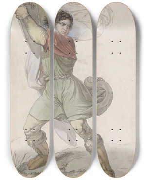 Triptych art skateboard deck of Moritz Michael Daffinger Wilhelm Tell by Moritz Michael Daffinger (1790-1849)