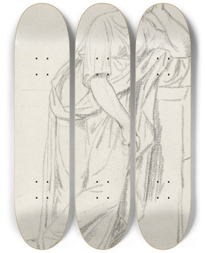 Triptych art skateboard deck of Jacques Louis David A Muse From The Sarcophagus Of The Muses by Jacques Louis David (1748-1825)