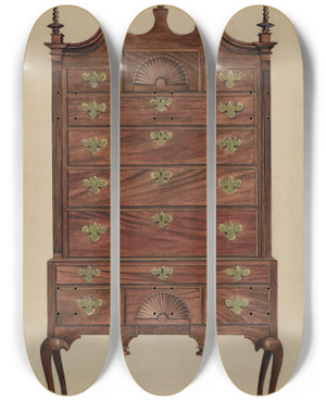 Triptych art skateboard deck of Louis Annino Highboy by Louis Annino