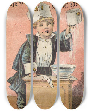 Triptych art skateboard deck of Donaldson Brothers Celluloid Waterproof Collars Cuffs And Shirt Bosoms_2 by Donaldson Brothers