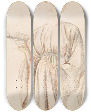 Triptych art skateboard deck of Sir Edward Coley Burnejones The Rose Garden Study Of Georgiana Burnejones by Sir Edward Coley Burne-Jones (1833-1898)