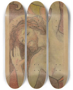 Triptych art skateboard deck of Stanisaw Wyspiaski Saint Francis by Stanislaw Wyspianski (1869-1907)