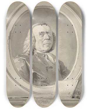Triptych art skateboard deck of Gerard Van Nijmegen Portret Van Cornelis De Grient by Gerard Van Nijmegen (1735-1808)