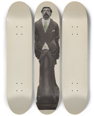 Triptych art skateboard deck of Fw Powell Figurehead Brooks Walker by F.W. Powell