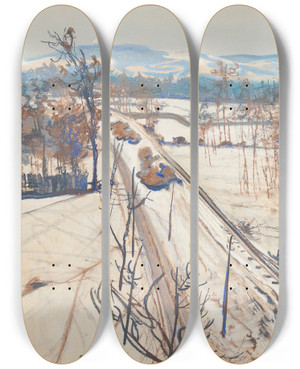 Triptych art skateboard deck of Stanisaw Wyspiaski Widok Na Kopiec Kociuszki Szary Dzie by Stanislaw Wyspianski (1869-1907)