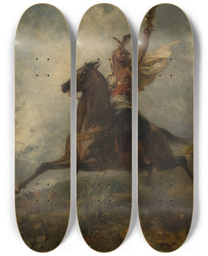 Triptych art skateboard deck of Eugne Fromentin The Arab Falconer by Eugene Fromentin (1820-1876)