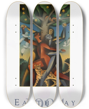 Triptych art skateboard deck of Us Information Agency Earth Day 1994 by U S Information Agency (1953-1999)
