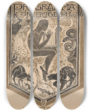 Triptych art skateboard deck of Richard Nicolas Roland Holst Omslagontwerp Voor Programma Van Het Concertgebouw Amsterdam_1 by Richard Nicolaus Roland Holst (1868-1938)