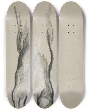Triptych art skateboard deck of Edwin Austin Abbey Sketch Of Afoot Ii by Edwin Austin Abbey (1852-1911)