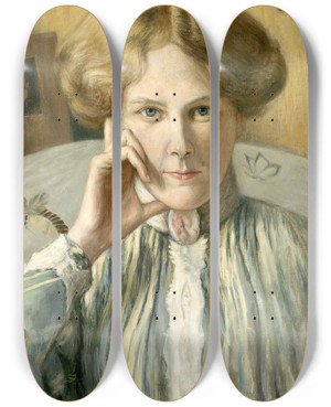 Triptych art skateboard deck of Hugo Simberg Marie Von Heiroth by Hugo Simberg (1873-1917)