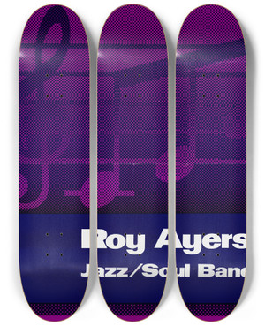 Triptych art skateboard deck of Us Information Agency Roy Ayers Jazzsoul Band by U S Information Agency (1953-1999)
