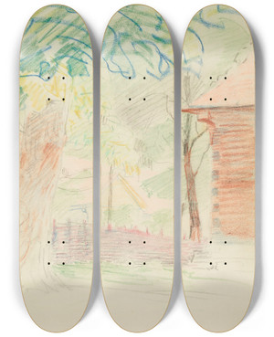 Triptych art skateboard deck of Jacek Malczewski Motif From Lusawice by Jacek Malczewski (1854-1929)