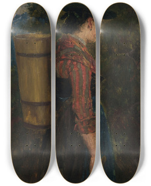 Triptych art skateboard deck of Johann Sperl Sennerin by Johann Sperl (1840-1914)