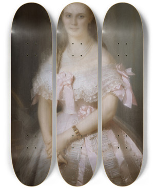 Triptych art skateboard deck of Constantjoseph Brochart The Singer Christina Nilsson by Constant Joseph Brochart (1816-1899)