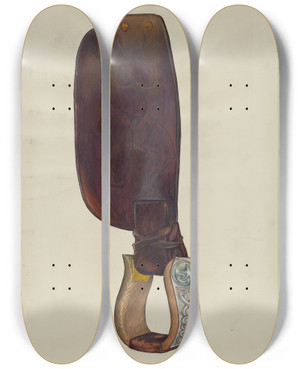 Triptych art skateboard deck of Cecil Smith Stirrup by Cecil Smith