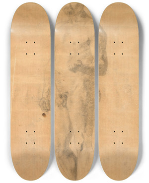 Triptych art skateboard deck of Frdric Bazille Tude De Nu Debout by Frederic Bazille (1841-1870)