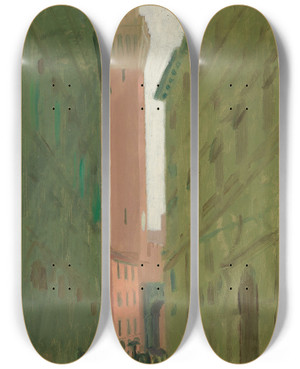 Triptych art skateboard deck of Maurice Denis La Mangia Sienne by Maurice Denis (1870-1943)