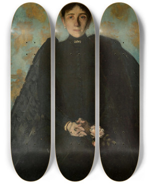 Triptych art skateboard deck of Olga Boznanska Portrait Of A Woman_5 by Olga Boznanska (1865-1940)