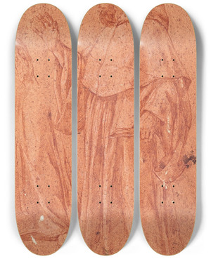 Triptych art skateboard deck of Giacinto Gimignani Study Of Saint Augustine by Giacinto Gimignani (1606-1681)