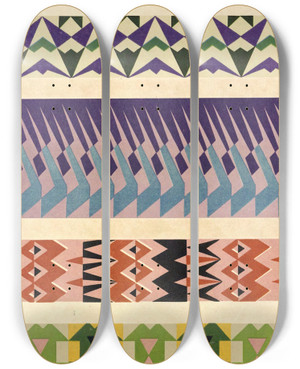Triptych art skateboard deck of Mizuki Heitaro Abstract Pattern Portfolio Pl09 by Mizuki Heitaro (20-)