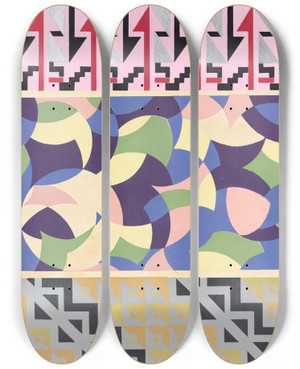 Triptych art skateboard deck of Mizuki Heitaro Abstract Pattern Portfolio Pl28 by Mizuki Heitaro (20-)