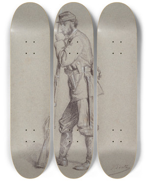 Triptych art skateboard deck of Alexandre Bida Portrait De Mp Joanne Pendant Le Sige De Paris by Alexandre Bida (1823-1895)