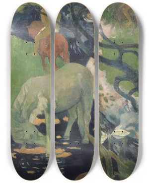 Triptych art skateboard deck of Paul Gauguin The White Horse by Paul Gauguin (1848-1903)