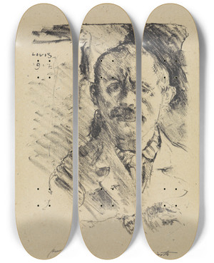 Triptych art skateboard deck of Lovis Corinth Selbstbildnis_5 by Lovis Corinth (1858-1925)