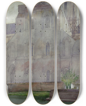 Triptych art skateboard deck of Cass Gilbert North Transept Winchester Cathedral England by Cass Gilbert (1859-1934)