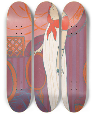 Triptych art skateboard deck of Georges Lepape Lentracte by Georges Lepape (1887-1971)