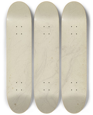 Triptych art skateboard deck of Victor Mller Zwei Weibliche Akte Emporschwebend by Victor Muller (1829-1871)