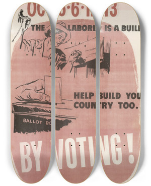 Triptych art skateboard deck of Us Information Agency By Voting by U S Information Agency (1953-1999)