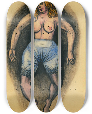 Triptych art skateboard deck of Karl Wiener Ohne Titel Vii_2 by Karl Wiener (1901-1949)